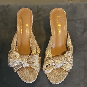 Lulus Womens Gold Knotted Slide Sandals Size 6.5...no box